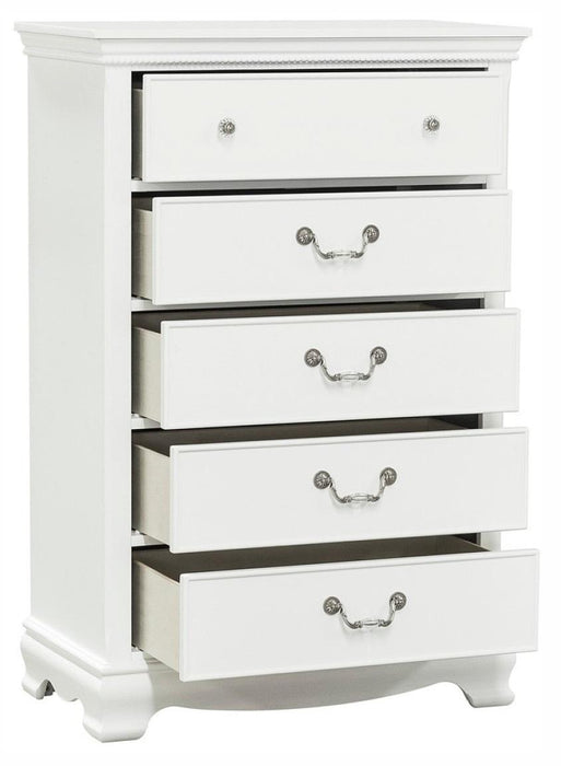 Lucida 5 Drawer Chest in White 2039W-9 - VIP FURNITURE (NJ)
