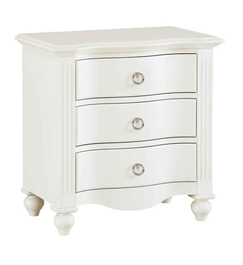 Meghan 3 Drawer Nightstand in White 2058WH-4