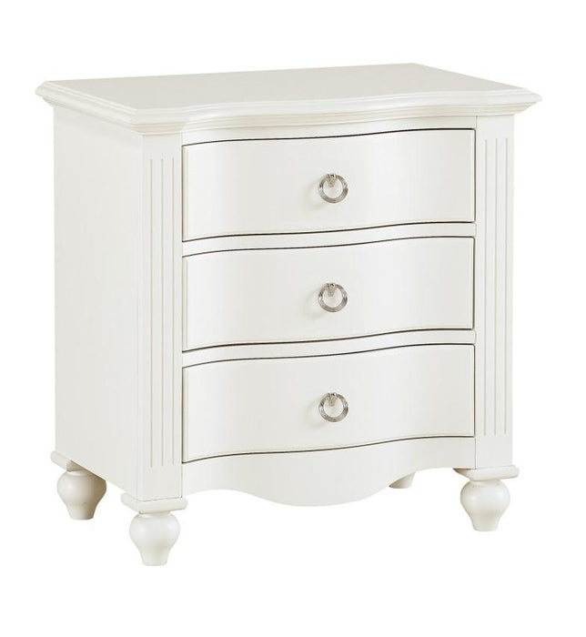 Meghan 3 Drawer Nightstand in White 2058WH-4 - VIP FURNITURE (NJ)