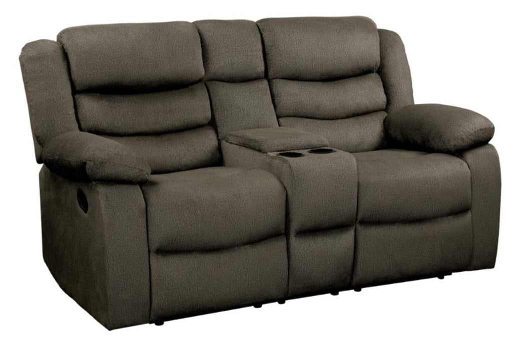 Discus Double Reclining Loveseat in Brown 9526BR-2 - VIP FURNITURE (NJ)