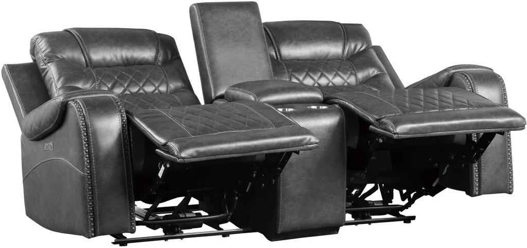 Putnam Power Double Reclining Loveseat in Gray 9405GY-2PW