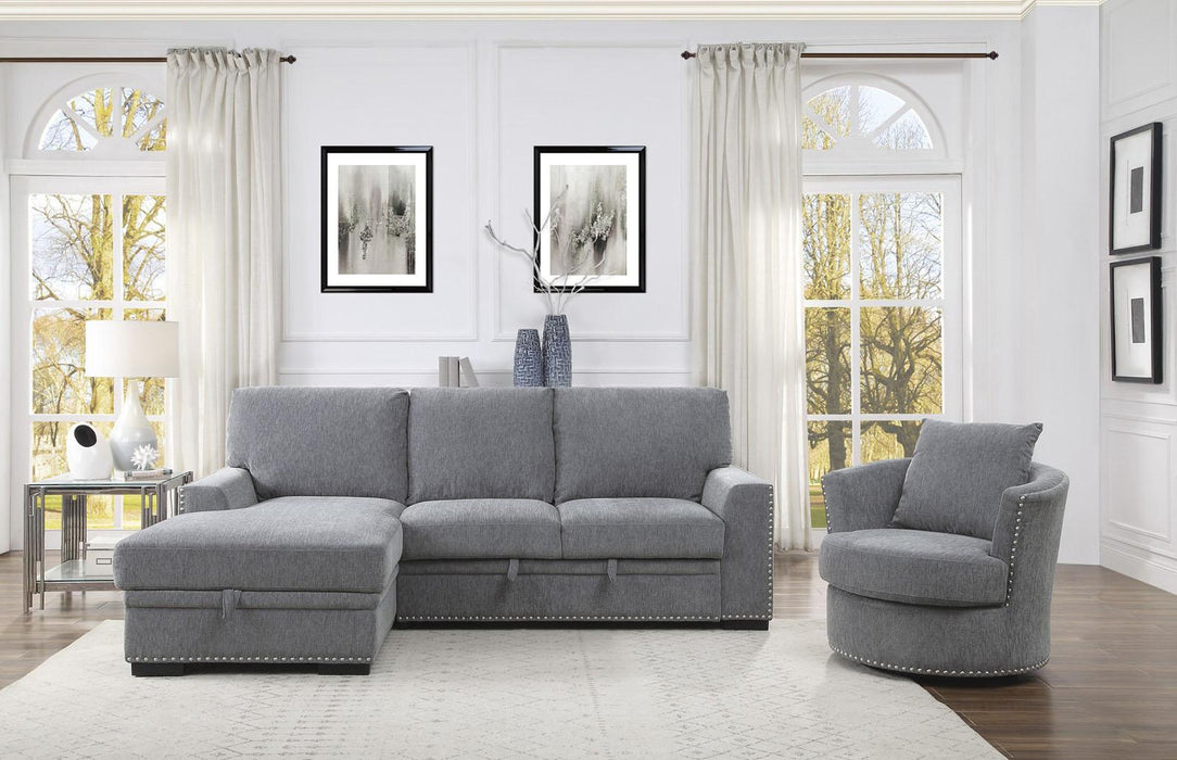Morelia 2pc Sectional with Pull Out Bed and Left Chaise in Dark Gray 9468DG*2LC2R - VIP FURNITURE (NJ)