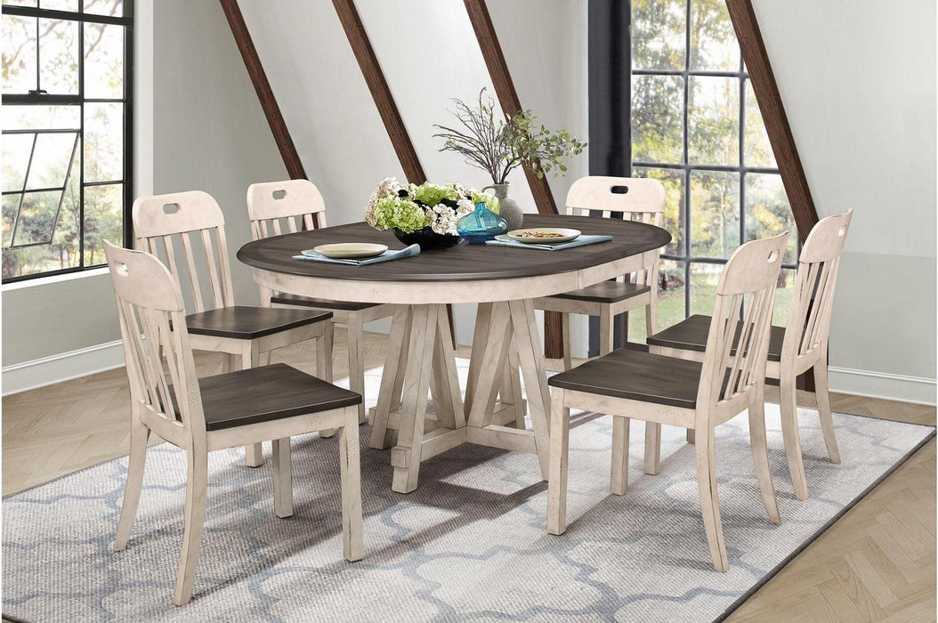 Clover Round Dining Table in White and Gray 5656-66* - VIP FURNITURE (NJ)