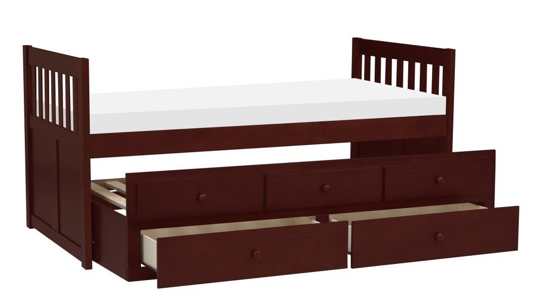 Rowe Twin/Twin Trundle Bed w/ Two Storage Drawers in Dark Cherry B2013PRDC-1* - VIP FURNITURE (NJ)