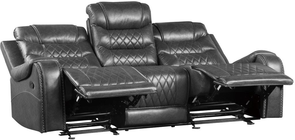 Putnam Double Reclining Sofa with Drop-Down in Gray 9405GY-3 - VIP FURNITURE (NJ)