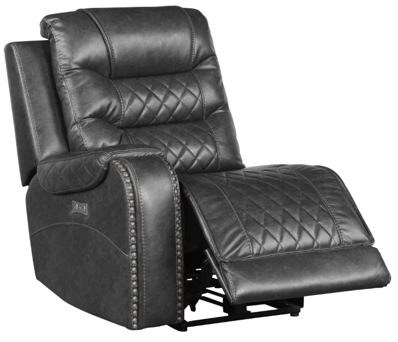 Putnam Power Left Side Reclining Chair with USB Port in Gray 9405GY-LRPW - VIP FURNITURE (NJ)
