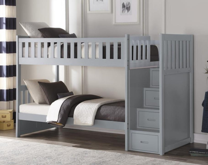 Orion Bunk Bed w/ Reversible Step Storage in Gray B2063SB-1* - VIP FURNITURE (NJ)