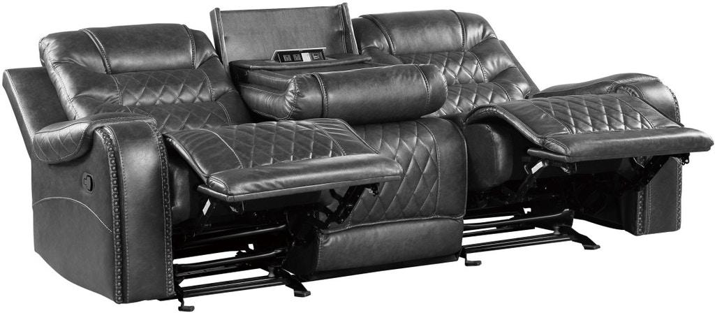 Putnam Power Double Reclining Sofa with Drop-Down in Gray 9405GY-3PW - VIP FURNITURE (NJ)