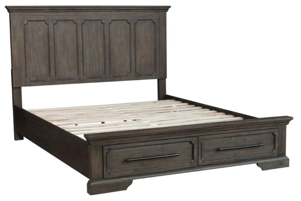 Taulon Queen Platform Bed with Footboard Storage in Dark Oak 5438-1* - VIP FURNITURE (NJ)