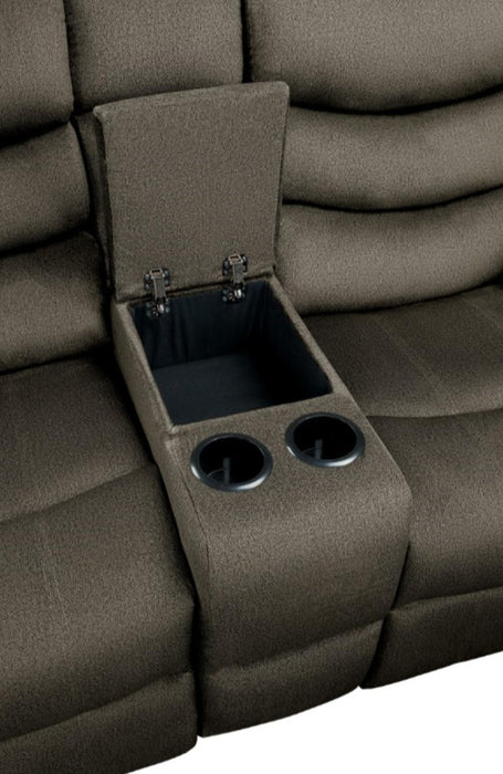 Discus Double Reclining Loveseat in Brown 9526BR-2 - VIP FURNITURE (NJ)