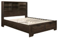 Chesky King Bookcase Bed with Footboard Storage in Warm Espresso 1753K-1EK* - VIP FURNITURE (NJ)