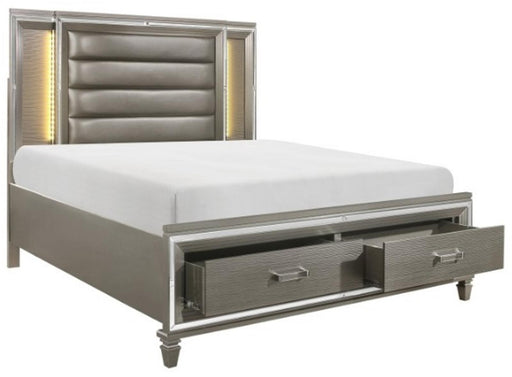 Tamsin Queen Upholstered Storage Bed in Silver Grey Metallic 1616-1* - VIP FURNITURE (NJ)