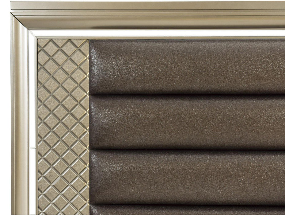 Loudon Queen Platform with Storage Bed in Champagne Metallic 1515-1* - VIP FURNITURE (NJ)