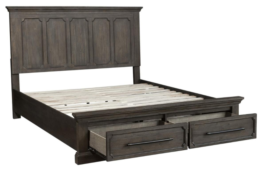 Taulon King Platform Bed with Footboard Storage in Dark Oak 5438K-1EK* - VIP FURNITURE (NJ)