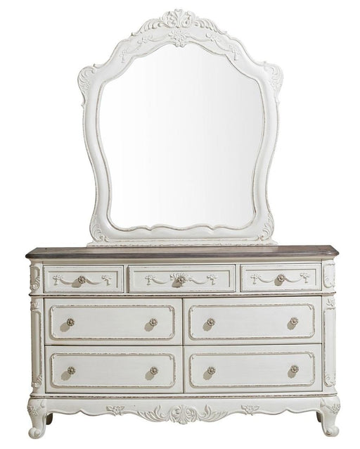 Cinderella 7 Drawer Dresser in Antique White with Grey Rub-Through 1386NW-5 - VIP FURNITURE (NJ)
