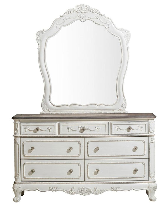 Cinderella 7 Drawer Dresser in Antique White with Grey Rub-Through 1386NW-5 - VIP FURNITURE (NJ)