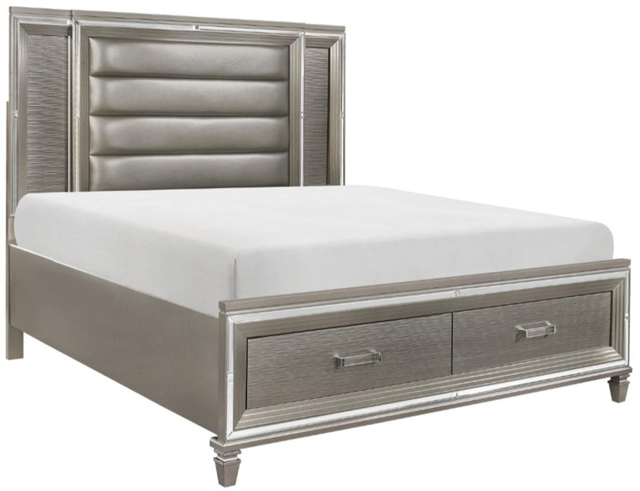 Tamsin Queen Upholstered Storage Bed in Silver Grey Metallic 1616-1* - VIP FURNITURE (NJ)
