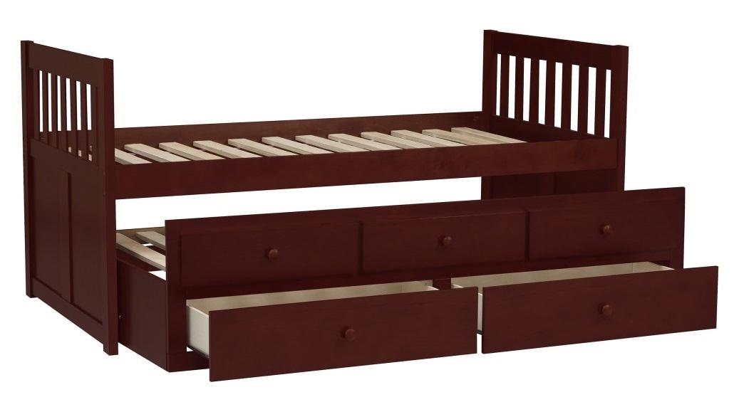 Rowe Twin/Twin Trundle Bed w/ Two Storage Drawers in Dark Cherry B2013PRDC-1* - VIP FURNITURE (NJ)