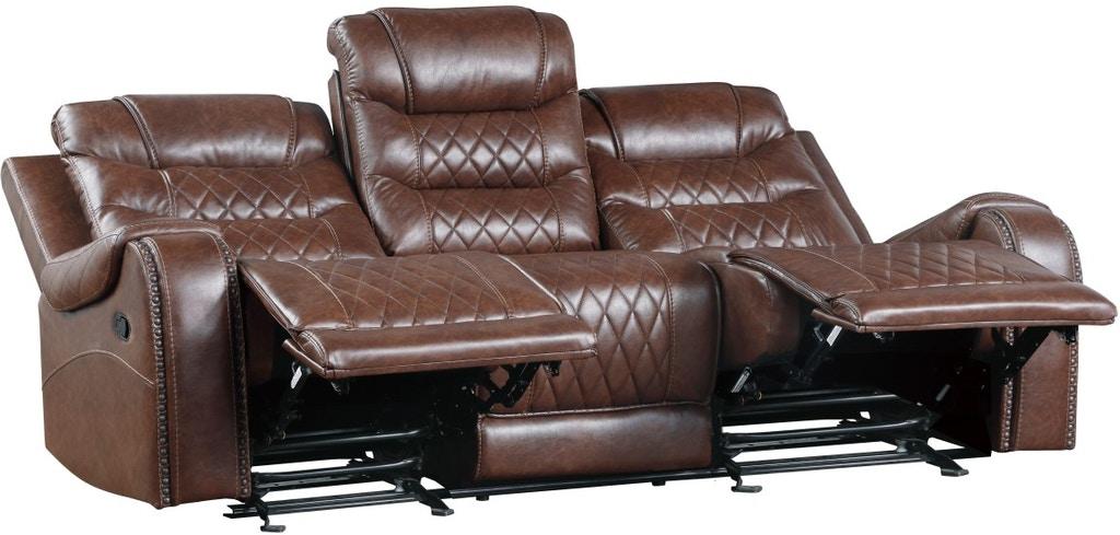 Putnam Double Reclining Sofa with Drop-Down in Brown 9405BR-3 - VIP FURNITURE (NJ)