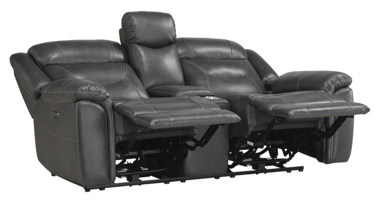 Danio Power Double Reclining Loveseat with Power Headrests in Dark Gray 9528DGY-2PWH - VIP FURNITURE (NJ)