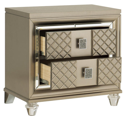 Loudon 2 Drawer Nightstand in Champagne Metallic 1515-4 - VIP FURNITURE (NJ)