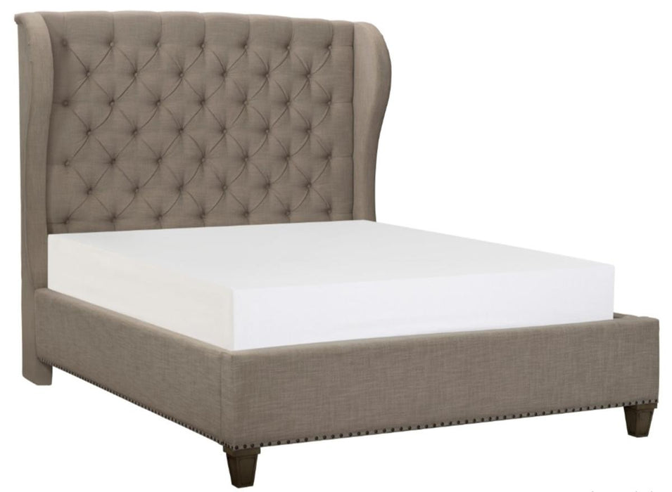 Vermillion King Upholstered Panel Bed in Gray 5442K-1EK* - VIP FURNITURE (NJ)