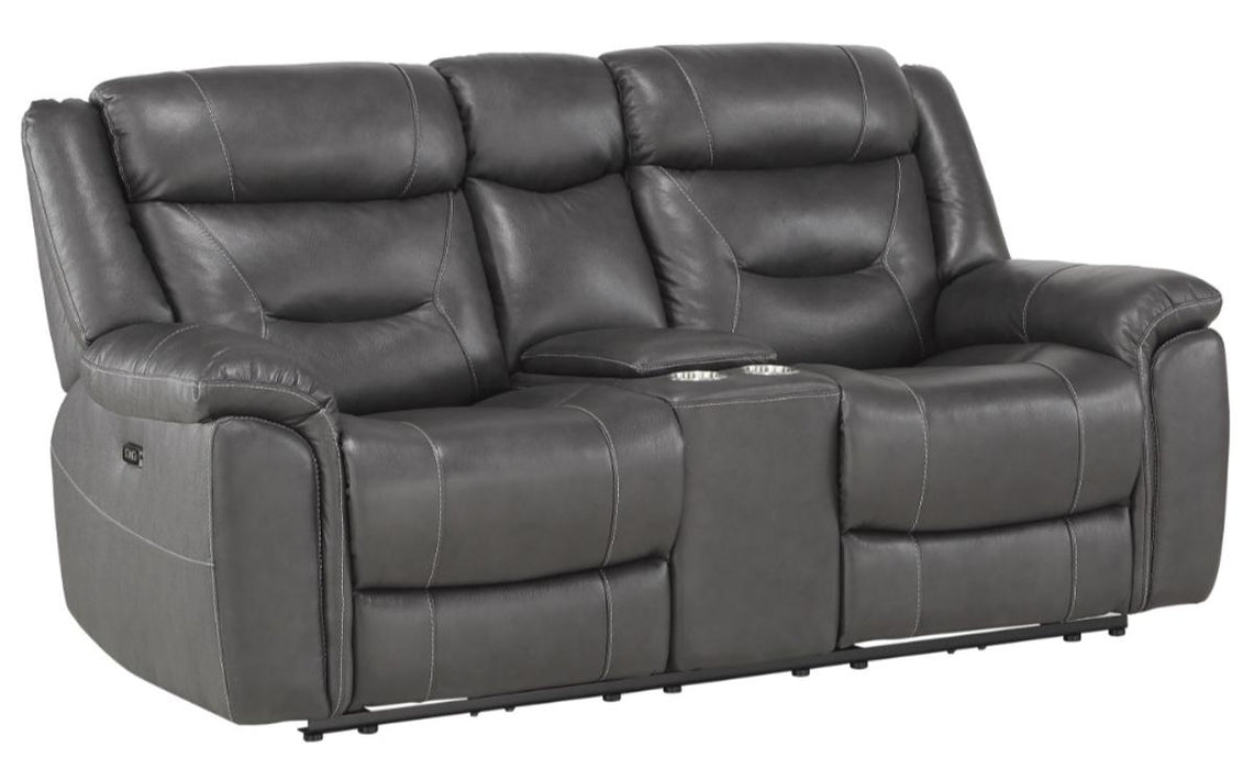 Danio Power Double Reclining Loveseat with Power Headrests in Dark Gray 9528DGY-2PWH - VIP FURNITURE (NJ)