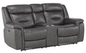 Danio Power Double Reclining Loveseat with Power Headrests in Dark Gray 9528DGY-2PWH - VIP FURNITURE (NJ)