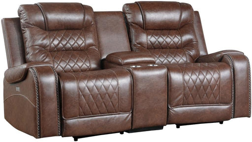 Putnam Power Double Reclining Loveseat in Brown 9405BR-2PW - VIP FURNITURE (NJ)