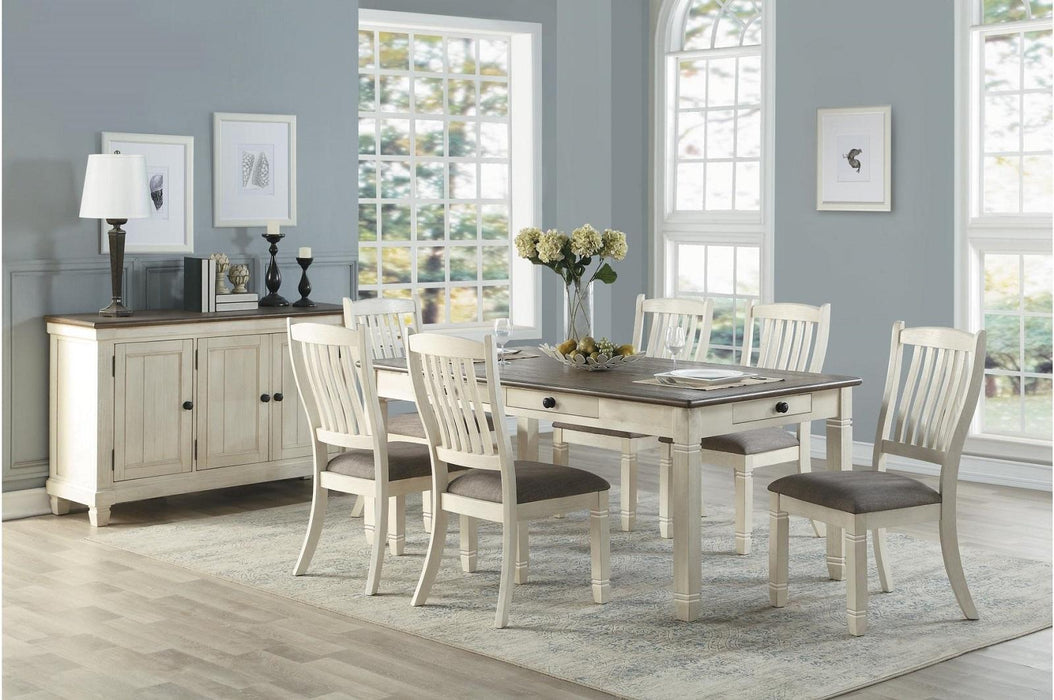 Granby Dining Table in White & Brown 5627NW-72 - VIP FURNITURE (NJ)