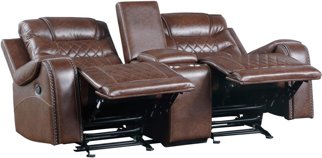 Putnam Double Glider Reclining Loveseat in Brown 9405BR-2 - VIP FURNITURE (NJ)