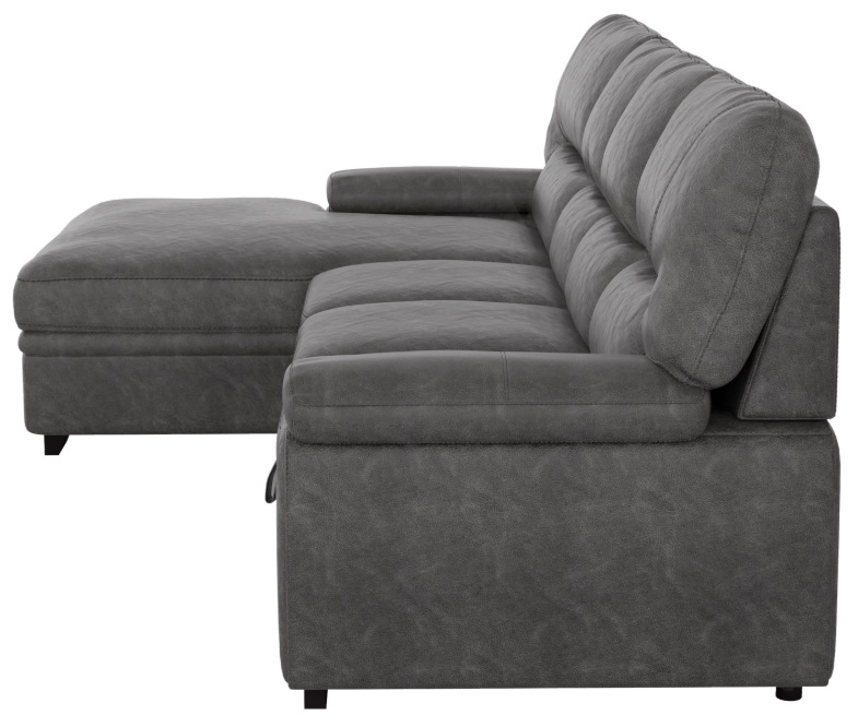Michigan Sectional with Pull Out Bed and Left Chaise in Dark Gray 9407DG*2LC3R - VIP FURNITURE (NJ)