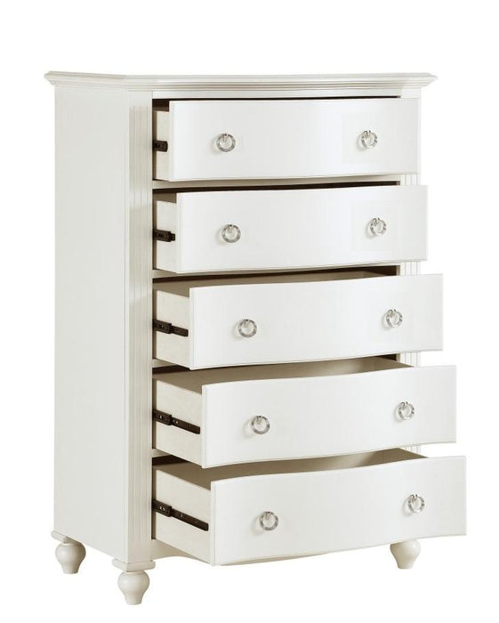 Meghan 5 Drawer Chest in White 2058WH-9 - VIP FURNITURE (NJ)