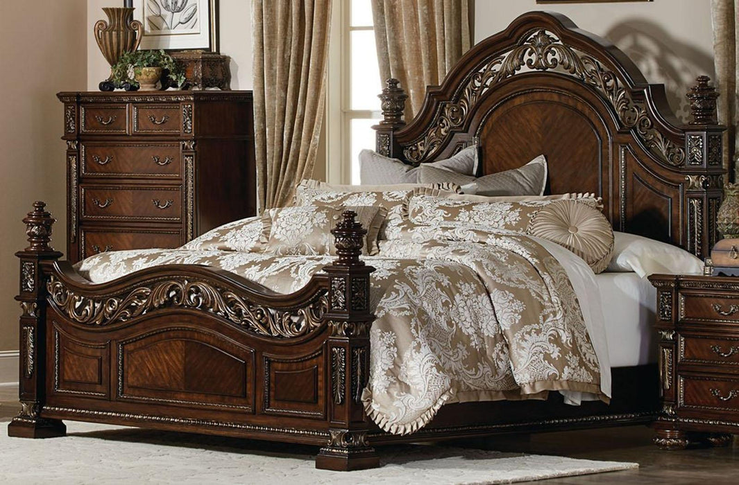 Catalonia Queen Poster Bed in Cherry 1824-1 - VIP FURNITURE (NJ)