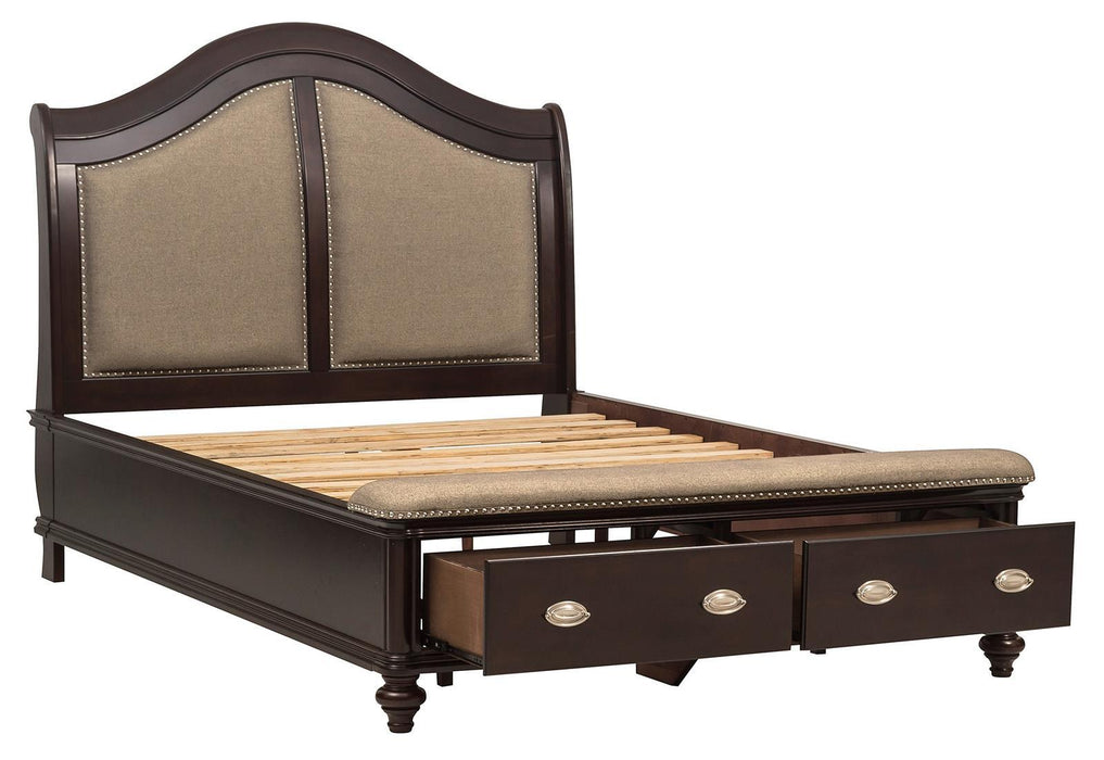 Marston Queen Sleigh Storage Bed in Dark Cherry 2615DC-1 - VIP FURNITURE (NJ)