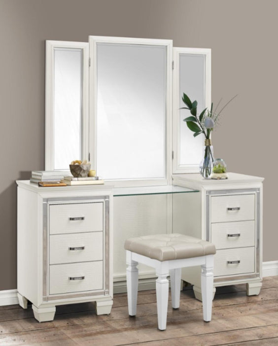 Allura Vanity Dresser with Mirror in White 1916W-15* - VIP FURNITURE (NJ)