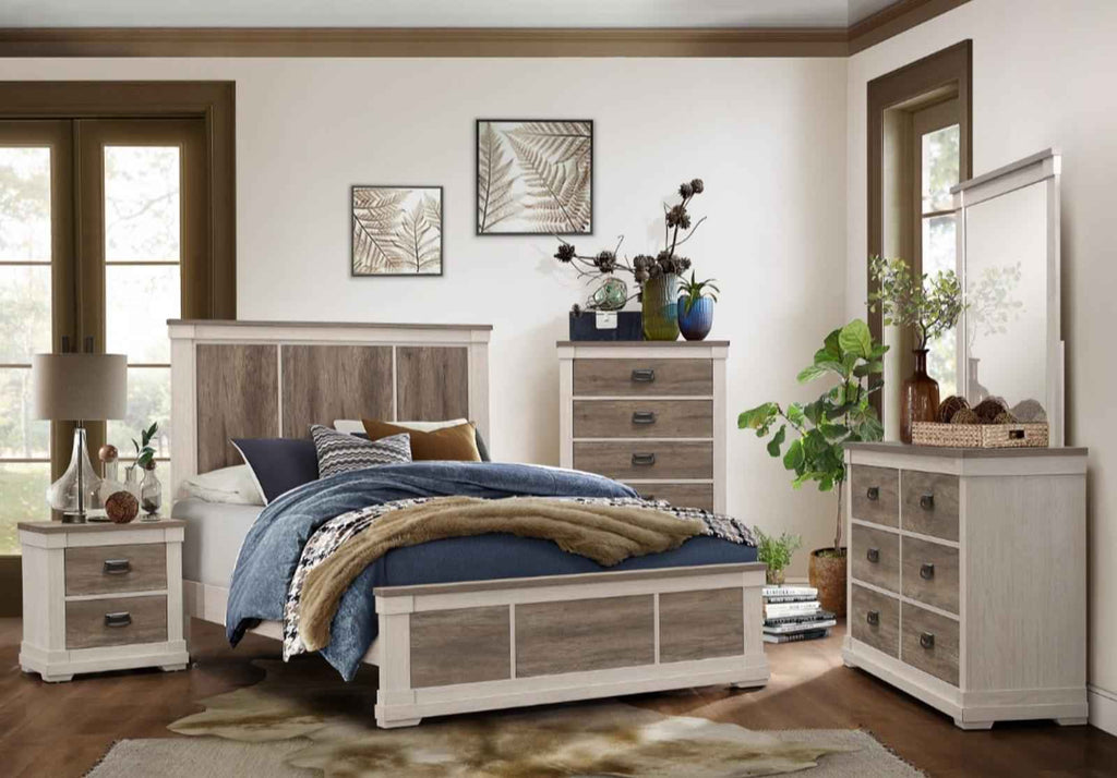 Arcadia King Panel Bed in White & Weathered Gray 1677K-1EK*