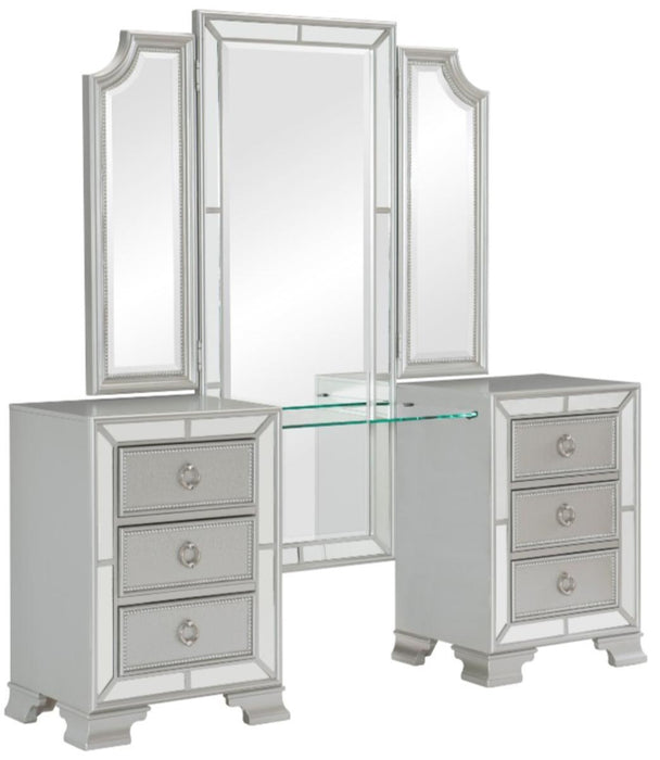 Avondale Vanity Dresser with Mirror in Silver 1646-15 - VIP FURNITURE (NJ)