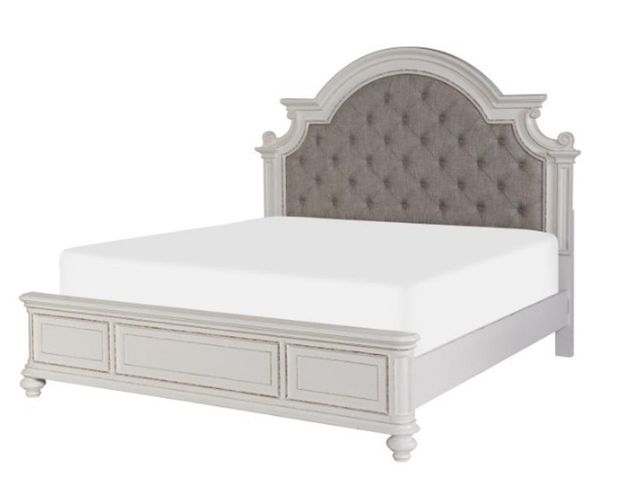 Baylesford King Upholstered Panel Bed in Antique White 1624KW-1EK* - VIP FURNITURE (NJ)