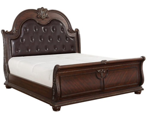 Cavalier Queen Sleigh Bed in Dark Cherry 1757-1* - VIP FURNITURE (NJ)