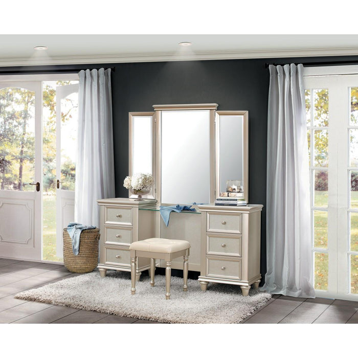 Celandine Vanity Dresser with Mirror in Silver 1928-15* - VIP FURNITURE (NJ)