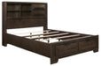 Chesky King Bookcase Bed with Footboard Storage in Warm Espresso 1753K-1EK* - VIP FURNITURE (NJ)