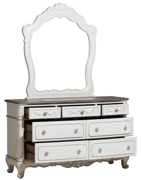 Cinderella 7 Drawer Dresser in Antique White with Grey Rub-Through 1386NW-5 - VIP FURNITURE (NJ)
