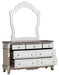 Cinderella 7 Drawer Dresser in Antique White with Grey Rub-Through 1386NW-5 - VIP FURNITURE (NJ)