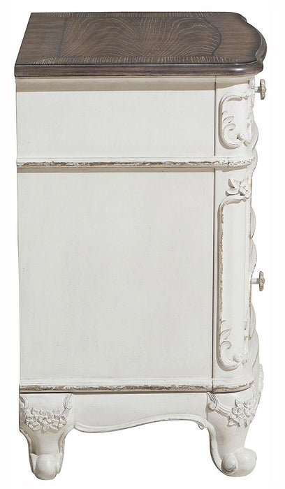 Cinderella Night Stand in Antique White with Grey Rub-Through 1386NW-4 - VIP FURNITURE (NJ)