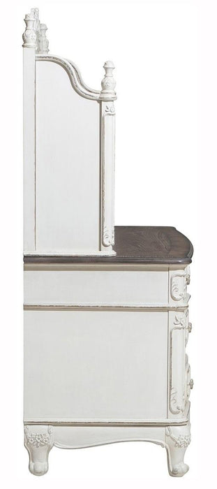 Cinderella Writing Desk in Antique White with Grey Rub-Through 1386NW-11 - VIP FURNITURE (NJ)