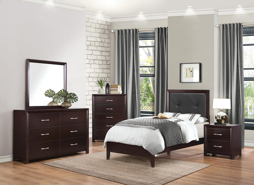 Edina Twin Panel Bed in Espresso-Hinted Cherry 2145T-1 - VIP FURNITURE (NJ)