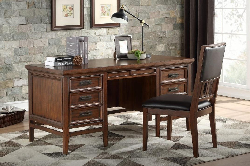 Frazier Executive Desk in Brown Cherry 1649-17 - VIP FURNITURE (NJ)