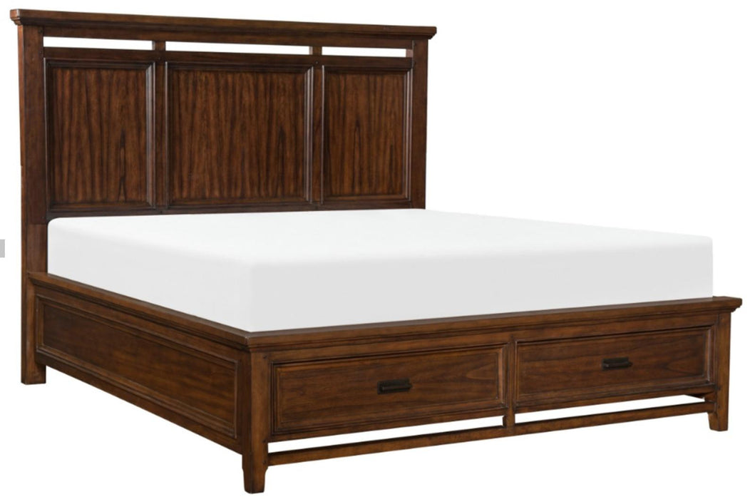 Frazier Queen Upholstered Storage Platform Bed in Dark Cherry 1649-1* - VIP FURNITURE (NJ)