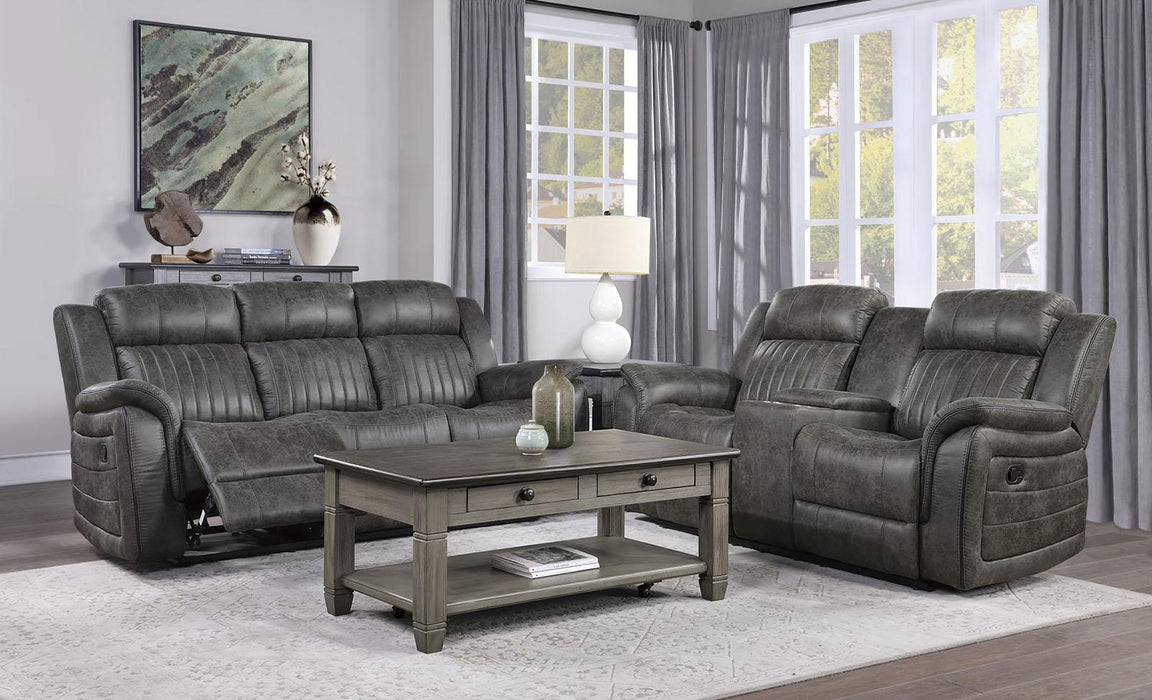 Centeroak Double Reclining Sofa in Gray 9479BRG-3 - VIP FURNITURE (NJ)